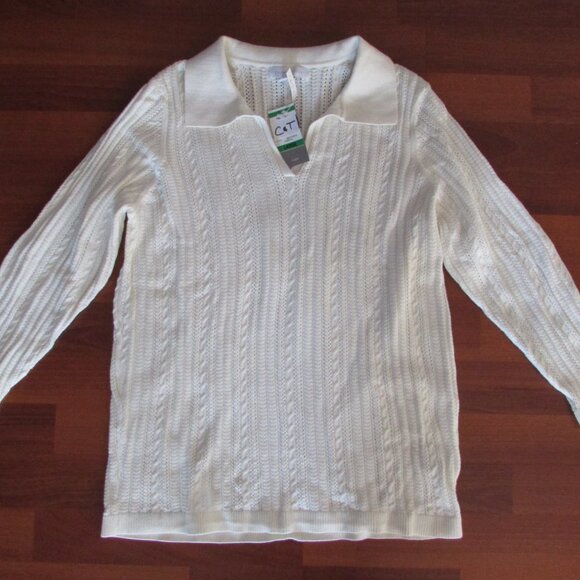 Charter Club Lacey Knit Polo Sweater - Sz L - NEW - Picture 8 of 8